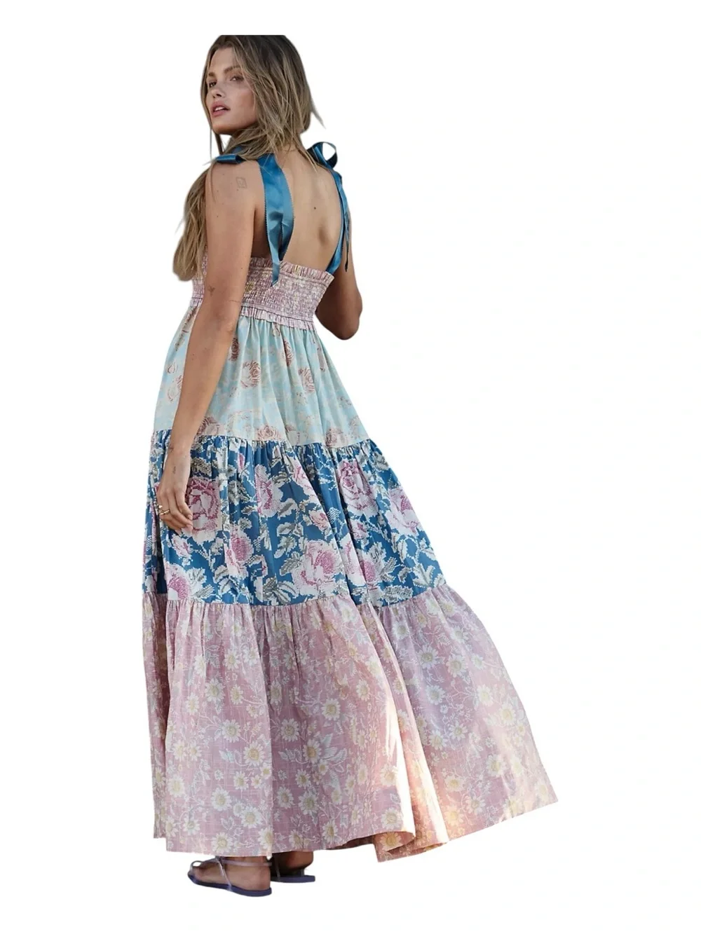 FREE PEOPLE Bluebell Mixed Print Cotton Maxi Dress